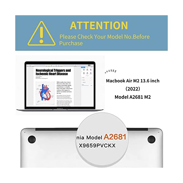 FYY Hülle Kompatibel mit MacBook Air 13.6 Zoll M2 2022 A268 mit Touch ID,Schalen Plastik Koffer Kompatibel für Mac Air M2 13.6 Schutzhülle,Ultradünne – Bild 9