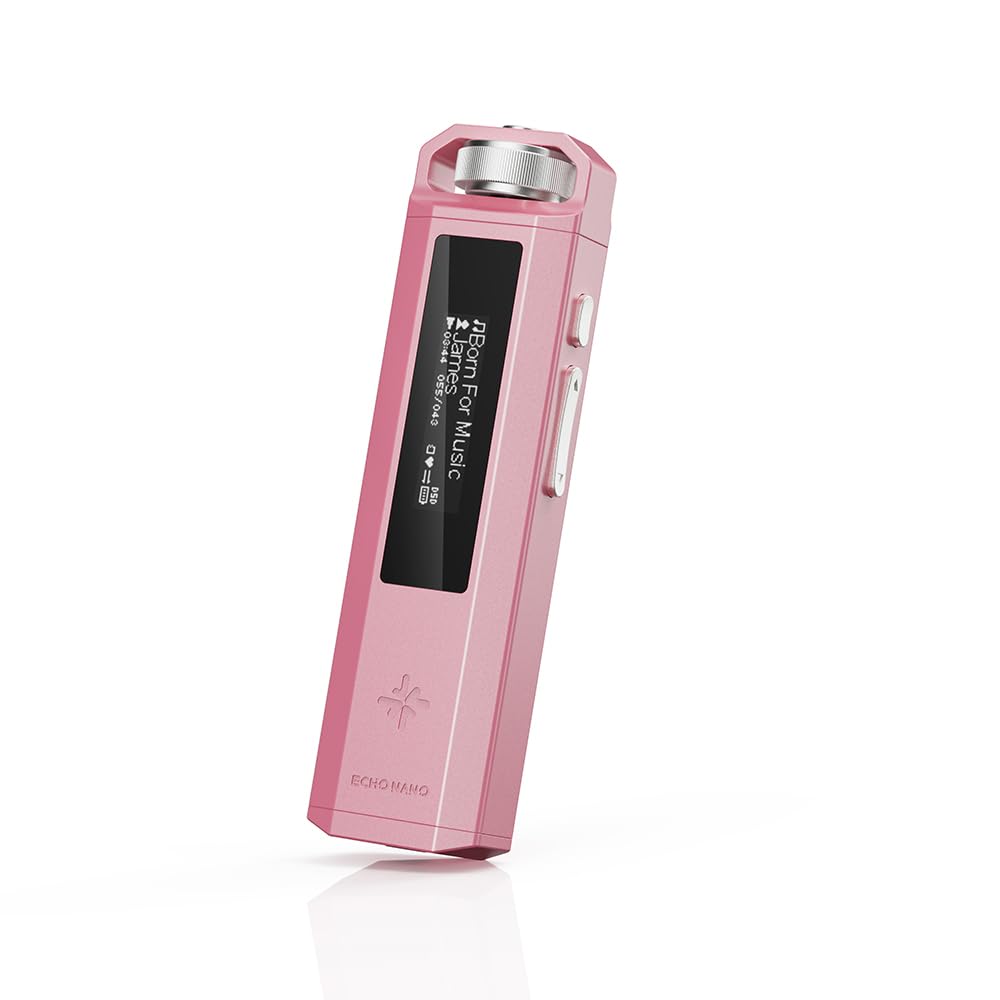 FiiO SnowSky Echo Nano - Reproductor de MP3 portátil retro con rueda de desplazamiento de la punta del dedo, salida de 3.5 mm, DAC USB, controles en línea y soporte DSD/FLAC (rosa)