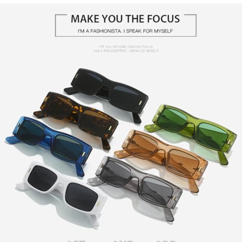 Lunettes de soleil rectangulaires blanches UV400 pour look rétro - 2