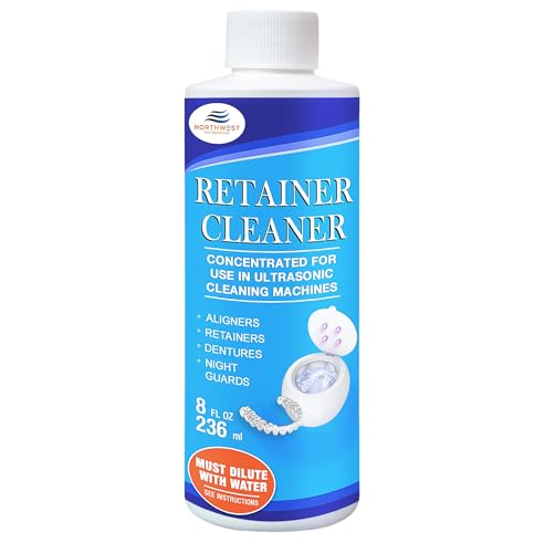 NORTHWEST ENTERPRISES Ultrasonic Retainer Cleaner Solution Concentrate for Ultrasonic Machines - Cleans Mouthguards, Invisalign & Nightguards - Odor, Stain & Discoloration Remover (8 oz)
