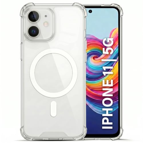 Image of TRUEUPGRADE Back Cover for iPhone 11| Mag-Safe Printed Transparent Case | Hard PC Back + Soft TPU Bumper | Magnetic Print Shockproof Protective Cover | Crystal Clear