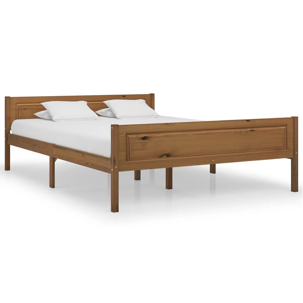 -Structure de lit sans Matelas en pin Massif Marron 120x200 cm-