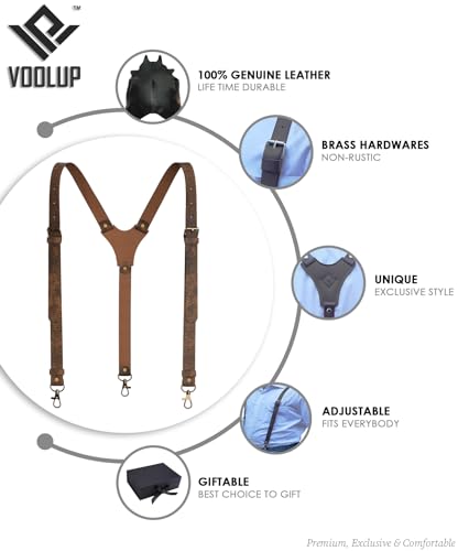 Voolup Genuine Leather Suspenders with Clips