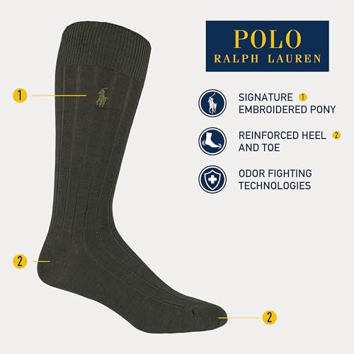 Polo Ralph Lauren mens Merino Wool Dress Crew Socks - 3 Pair Pack - Breathable Wool & Heel-toe Reinforcement2