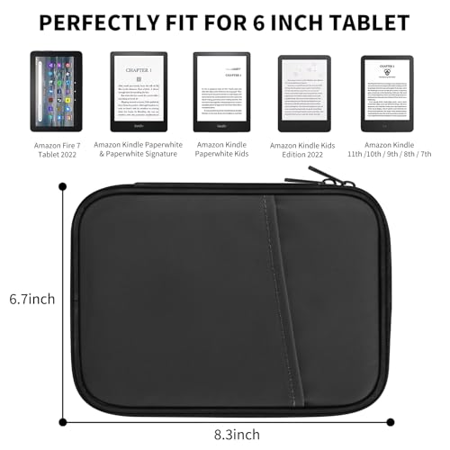 Image of HoYiXi Universal Sleeve Bag for 6 inch,6.8 inch,7 inch Kindle Paperwhite /Colorsoft 2024-2012 Compatible with 6 inch-6.8 inch All-new Kindle /Kobo /Tolino /Sony,6 inch EReader with Anti-Drop Protective Cover,Black