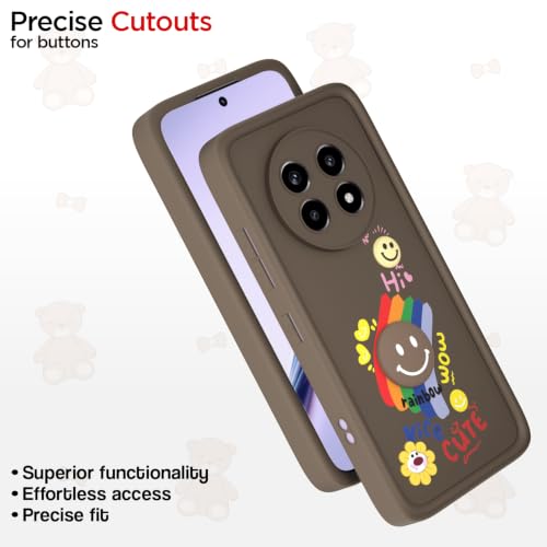 Image of Pikkme Back Cover for Realme 13 Pro / 13 Pro Plus 5G | Soft Silicone| Cute Rainbow Smile & 3D Cartoon Flower Design | Shockproof Raised Camera Protection Bumper Case (Brown)