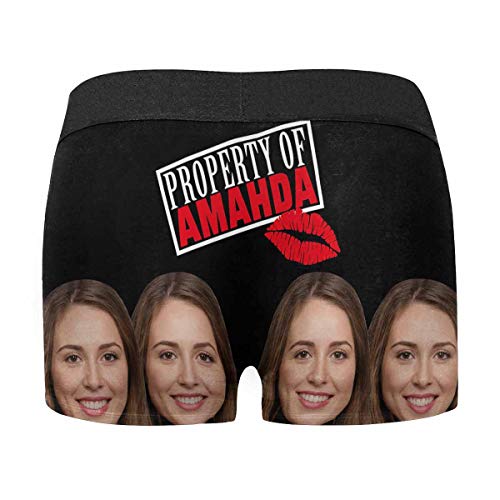 Custom Boxer Briefs for Men Property of Mine Underwear Personalized Funny Wife Face Shorts for Husband Gag Gift3