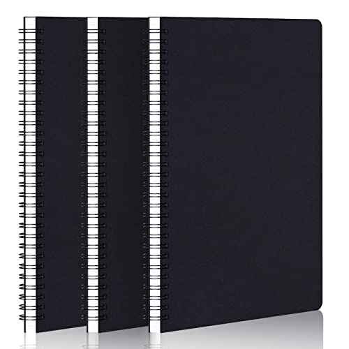 Cahier à spirales B5 lot de 3 noir pour éviter les pages qui se déchirent