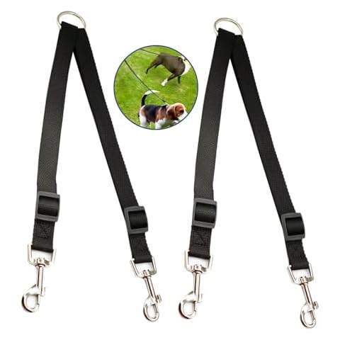 2PCS Double Dog Lead, No Tangle Dog Lead Coupler Adjustable Dog Lead Splitter Double Pet Trainer Lead Dog Distributor Lead Double Ended Dog Lead Perfect Cover