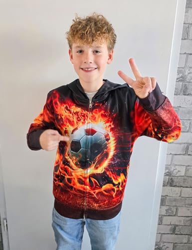 Idgreatim 6-14T Boys Zip Up Hoodies Kids 3D Graphic Hoody Sweatshirt Zipper Pullover with Pockets