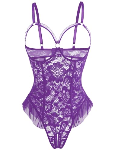 Image of Avidlove Women One Piece Lingerie Sexy Lace Babydoll Mini Bodysuit