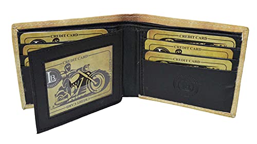 Leatherboss Men's Stylish Printed Motorcycle Biker Bifold Credit Card Cash Holder Wallet with Gift Box for Men4