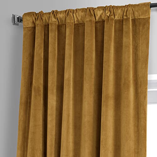 Image of HPD Half Price Drapes Blackout Solid Thermal Insulated Window Curtain 50 X 96 Signature Plush Velvet Curtains for Bedroom & Living Room (1 Panel), VPYC-SBO190159-96, Apple Cider Gold