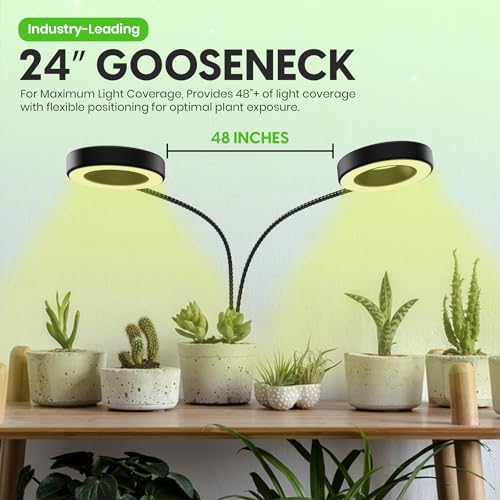 Image of OSANI LED Grow Lights for Indoor Plants, 24 inch Full Spectrum Plant Light with Gooseneck Clip On Clamp, Dimmable Desk Lamp, Auto Timer, Indoor Plant Grow Light