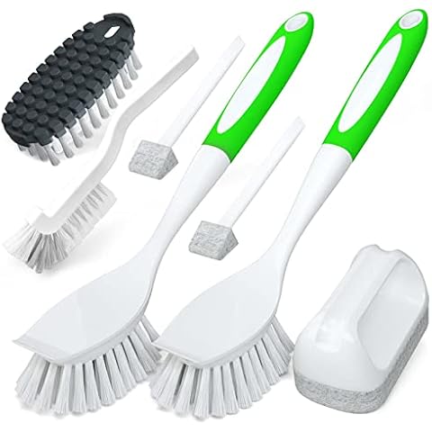 Holikme 5Pack Kitchen Cleaning Brush, Green Cover
