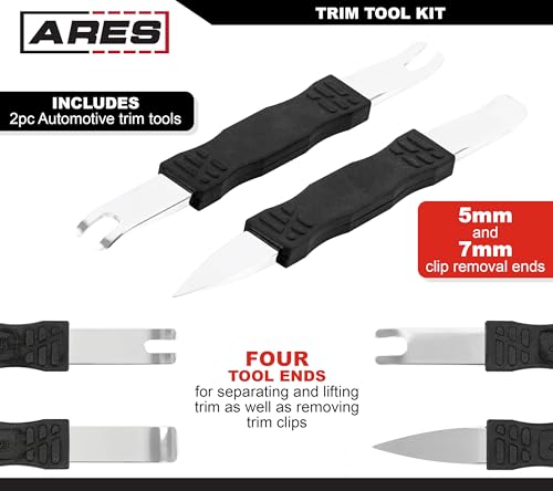 Image of ARES 10123 - 2-Piece Automotive Trim Tool Kit - Ultra-Thin Prybar Ends Offer Superior Strength Without Damaging Material - Removes Trim, Molding, Fasteners, Panels, and More