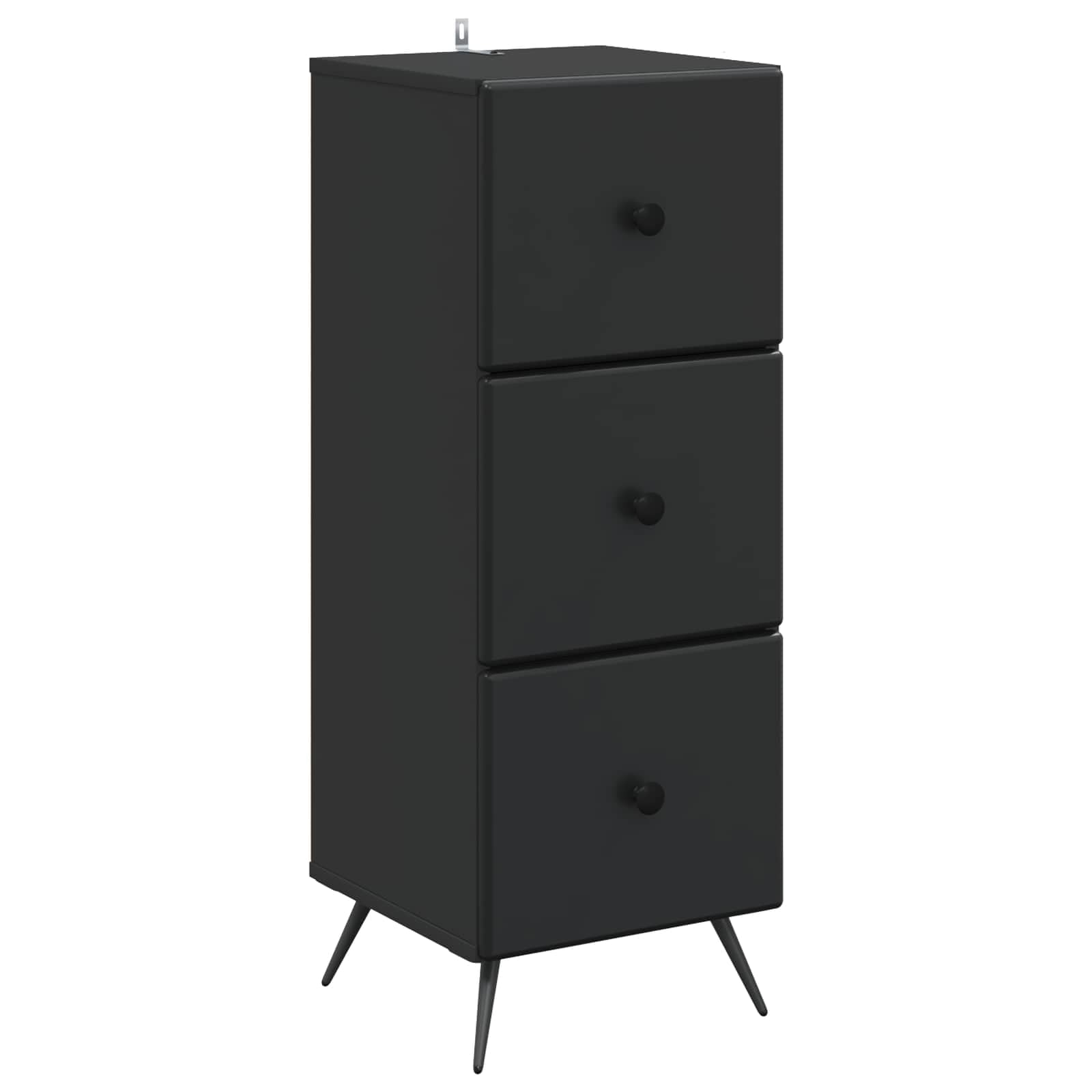 Cassettiera nera, 33 x 34,5 x 90 cm, in legno, moderno, con 3 cassetti, per ufficio, soggiorno e corridoio, stabile