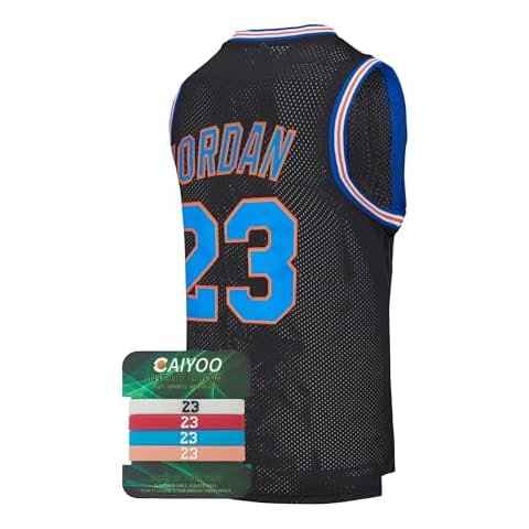 CAIYOO #23 Youth Basketball Jersey for Kids Boys Halloween Costume with Luminous Wristband (Black, Medium) Cover