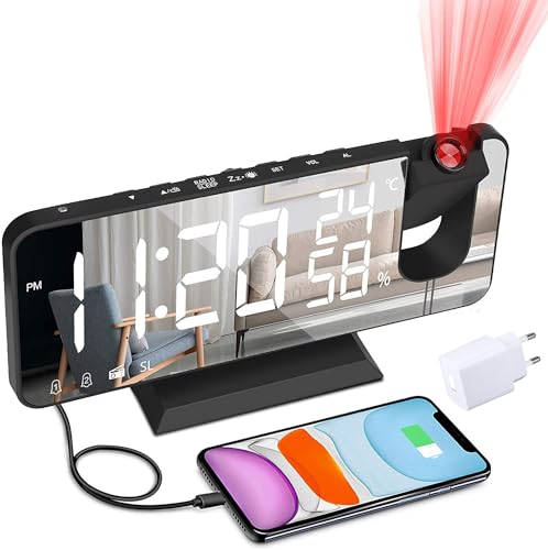Saldi AGSIVO Orologio Sveglia a Proiezione Digale LED RGB con Proiettore Girevole a 180° / 11