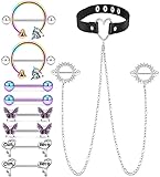 Generic Pexveiuu Nipple Rings for Women 14G Stainless Surgical Steel Butterfly Nipple Nipplerings Ri