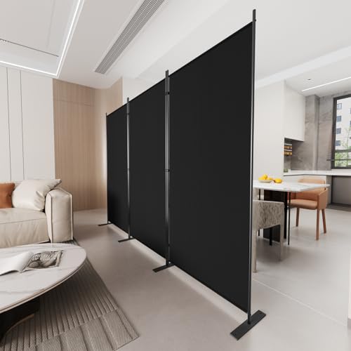 Image of C-Hopetree 3 Panels Room Divider, 6 Ft Tall Indoor Folding Privacy Screen, Portable Partition Separator, Freestanding Separation Temporary Wall for Office, Bedroom, 102 inch W X 71 inch H, Black