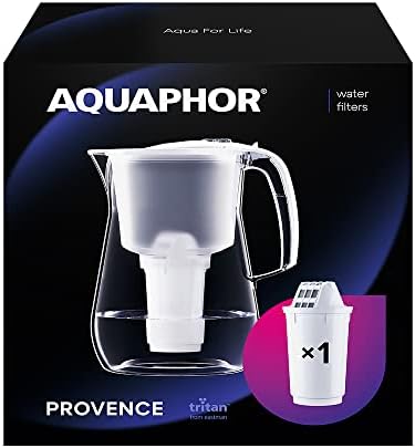 AQUAPHOR Provence biały z 1 wkładem filtrującym A5 Premium filtr do wody o wyglądzie szkła do redukcji wapnia, chloru i metali ciężkich, tworzywa sztucznego, pojemność 4,2 l
