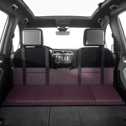 FADACAI 車中泊 マット 車用ベッド 後部座席マット (黒＋赤い線 ，127X41cm ）