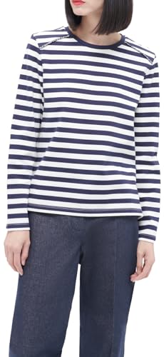 T_shirt marinière femme CAROLL coton, vêtement rayé bleu et blanc intemporel