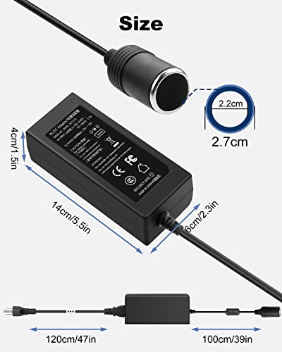 Image of DC 12V 10A Power Supply AC to DC Converter 120V to 12V Converter with Car Cigarette Lighter Socket Adapter for Car Air Fan Vacuum Cleaner Dash Cam