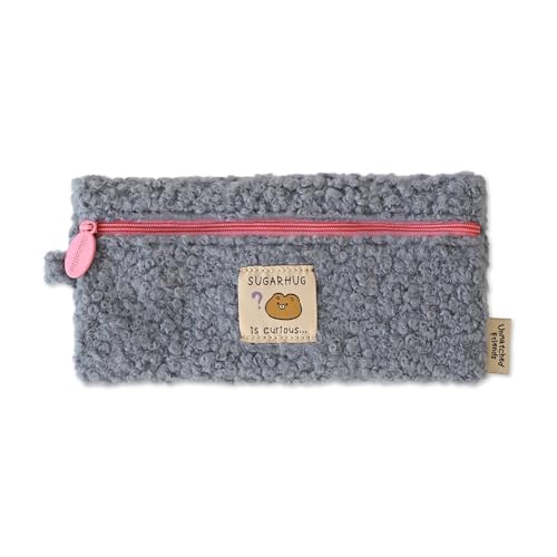 Image of Monolike Unmatched Friends Bbogeuli Pencil Case, Blue - Slim Fuzzy Fleece Pen Pouch for Daily Use with Stain-Resistant Lining