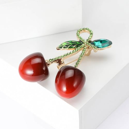 Image of Enamel Fruit Brooch for Women Rhinestones Fruit Lapel Pin Elegant Fruit Brooches Jewelry Gift, Perfect for Dresses Hat Bag