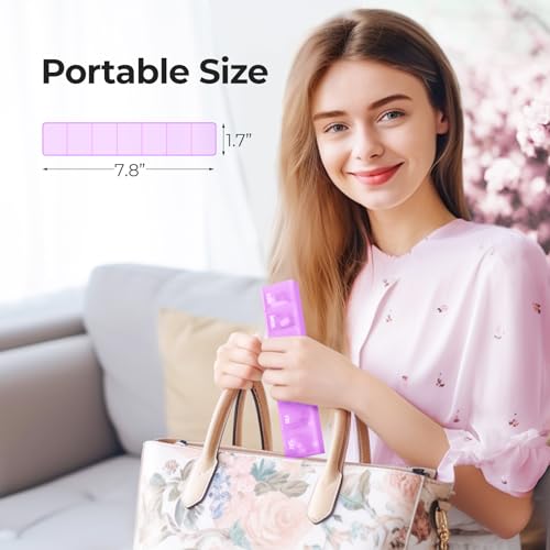 Image of AUVON Weekly Pill Organizer with Effortless Opening Design, Arthritis Friendly Pill Box, BPA-Free Pill Organizer 7 Day, Cute & Portable Pill Case for Vitamins, Supplements and Medications
