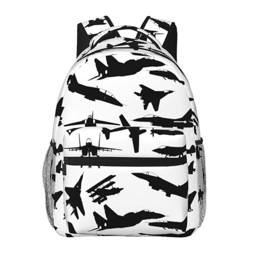 Keiutexe Airplane Jet Fighters Backpack With Adjustable Padded Shoulder Straps 17 Inch Daypacks For College Travel by Keiutexe - Used condition - US$34.08