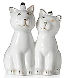 Beth Marie Luxury Boutique Cat Ring Holder, Two White Cats with Real 24K Gold Plating Ceramic...