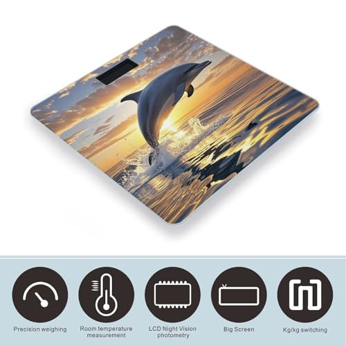 Báscula Digital de Vidrio Templado para Baño Diseño Delfines miniatura 3