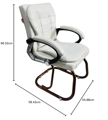 Image of GOYALSON Deluxe Cushioned Office Home Study Chair with Chrome Durable Frame and Cushioned seat Back (2, White, Copper Coated Double Pipe Frame)