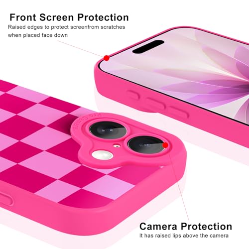 Image of ZIYE for iPhone 17 Case Hot Pink Grids Plaid Checkerboard Pattern
