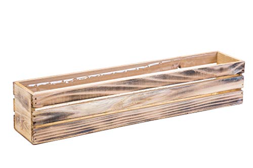 20" Rectangular Rustic Wood Planter with Plastic Liner l Rustic Whitewash l Wine Crate Style, Home and Wedding Decorations, Garden Ornaments (20x4 Wine Crate Set of 2, Whitewash) - Image 3