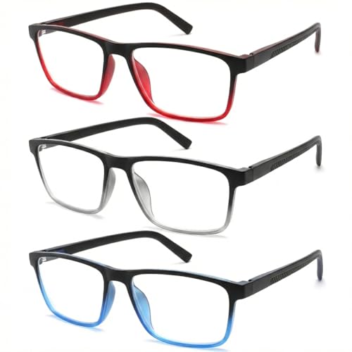 mrbobmslee 3 Pack Reading Glasses for Men Blue Light Blocking Computer Readers for Eye Strain & UV Protection Two Tone Design 2.25 reading glasses