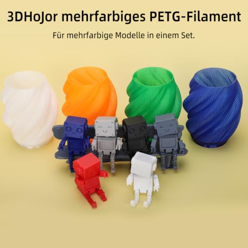 Image of 3DHoJor Basic PETG 3D Printer Filament, Multicolor, 1.75mm, 0.25kg*8 Pack, 2kg Total