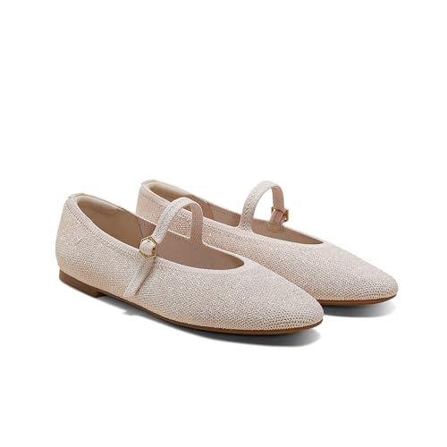 VIVAIA Nelly Women's Mary Jane Flats Comfortable Almond Toe Ballet Flat Shoe Lightweight Soft Versatility Dress Shoes