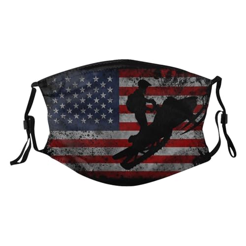 Snowmobile Flag USA Adult Dust Mask Adjustable Dust Face with 2 Filter96