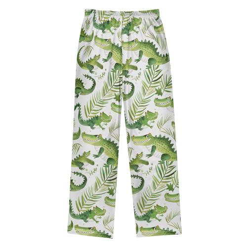 Pajama Pants Cartoon Crocodiles Pattern Long Sleep Pants Lounge Bottoms2