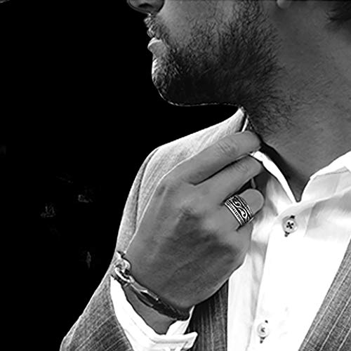 Fashion Men' Stainless Steel Celtic Thumb Ring for Biker,Gothic Punk Jewelry Ring,Vintage Large Wide Band Pinky Signet Size 7-154