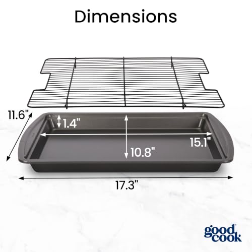 GoodCook Nonstick Carbon Steel Baking Pan & Raised Wire Rack, 15x10.5-Inch - Image 2