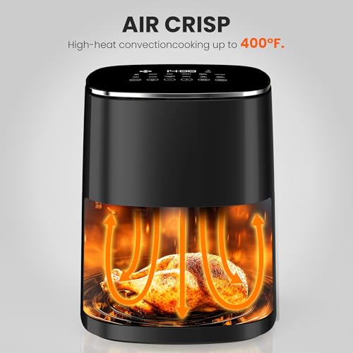 Image of NEWBULIG Air Fryer, 6QT Square Airfryer with Visual Window, 400℉ Fast Heating Air Fryers Oven with Timer, Auto-Off, Non Toxic & Non Stick, Multiple 12 Modes for Roast, Bake, Dehydrate, Fry, Reheat