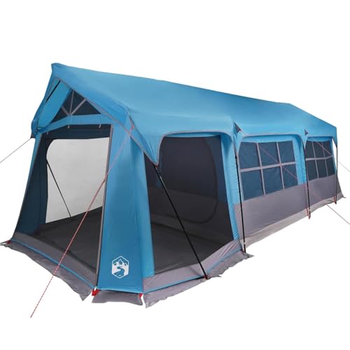 vidaXL Familienzelt Blau und Grau 620 x 322 x 240 cm Polyester, Abenteuer Ruft: modernes Familienzelt, wasserdichtes Outdoor-Gehäuse, großes Camping-Equipment, ideal fürs Wandern und Reisen