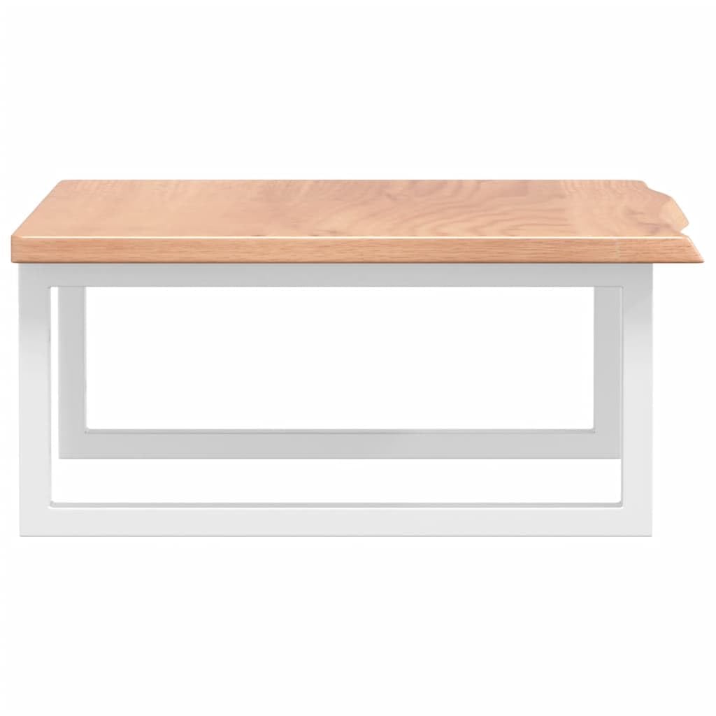 Waschtischplatte Eiche 60x50 cm mit Stahlhalterung Weiss | Platzsparende Konsole aus echtem Holz für das Badezimmer, inklusive zwei robusten Wandhalterungen aus Stahl.