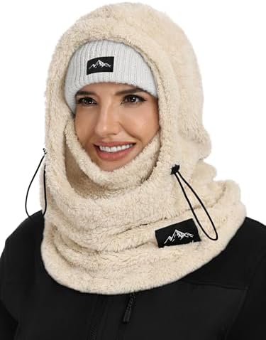 YYIDATON Fleece Sturmhaube Unisex Winddicht Thermo Balaclava Skimaske | 3-in-1 Fleece Sturmhaube mit Kordelzug, Herren Damen Vollkopf- und Halswärmende Maske für winterliche Outdoo