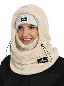 YYIDATON Plüsch Sturmhaube Mütze Winter Thermo Skimaske Fleece Thermale Windbeständig Gesichtshaube Outdoor Mütze Schal Balaclava für Herren Damen (Beige)